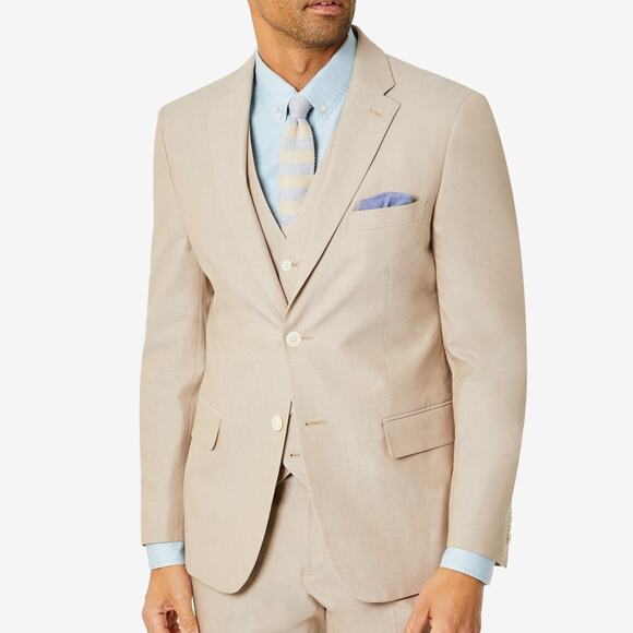 Tommy Hilfiger Men's Modern-Fit Th Flex Stretch Chambray Jacket - Tan 38L $360 - Picture 2 of 10